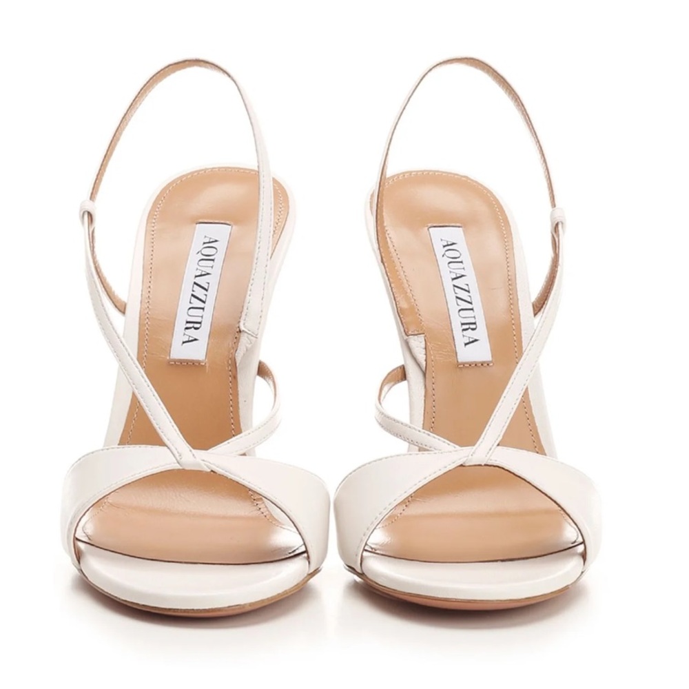 Aquazzura White Leather Slingback Sandals